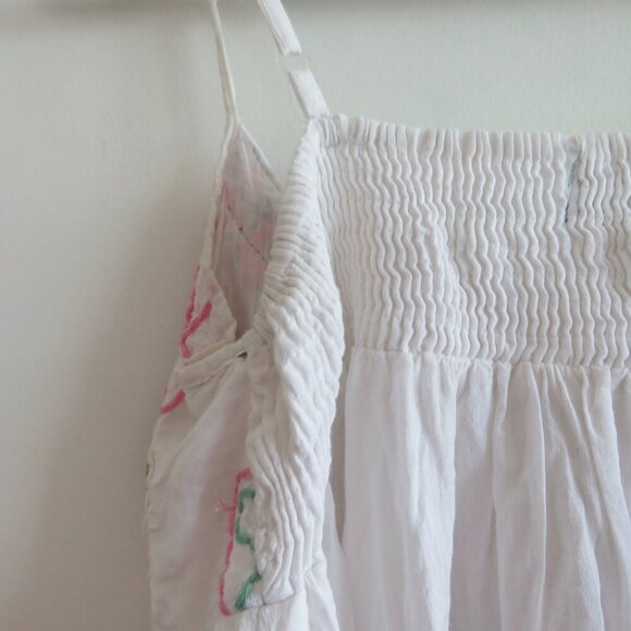 ANTICA SARTORIA Floral Babydoll Embroidered Coastal Smocked Mini Dress - Size L - Picture 13 of 14